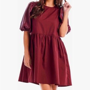 Mud Pie Women’s Ren Leather Dress - Oxblood (maroon), size small.